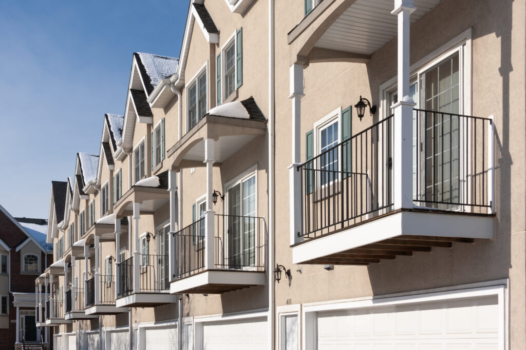 row of apartment condos